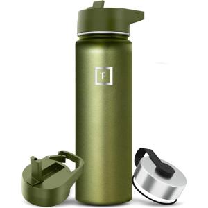 imageIRON FLASK Camping ampamp Hiking Hydration Flask with 3 Lids  Stainless Steel Double Walled ampamp Vacuum Insulated Water Bottle  Leak Proof ampamp BPA Free Day ampamp Night Straw  22 ozEmerald Chrome