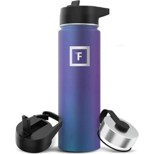 imageIRON FLASK Camping ampamp Hiking Hydration Flask with 3 Lids  Stainless Steel Double Walled ampamp Vacuum Insulated Water Bottle  Leak Proof ampamp BPA Free Day ampamp Night Straw  22 ozAurora