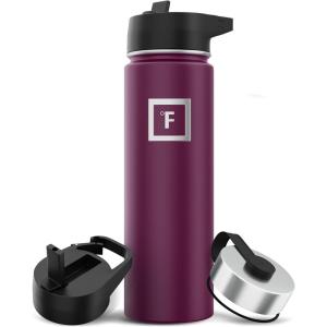 imageIRON FLASK Camping ampamp Hiking Hydration Flask with 3 Lids  Stainless Steel Double Walled ampamp Vacuum Insulated Water Bottle  Leak Proof ampamp BPA Free Day ampamp Night Straw  22 ozBurgundy