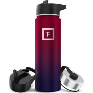 imageIRON FLASK Camping ampamp Hiking Hydration Flask with 3 Lids  Stainless Steel Double Walled ampamp Vacuum Insulated Water Bottle  Leak Proof ampamp BPA Free Day ampamp Night Straw  22 ozDark Rainbow
