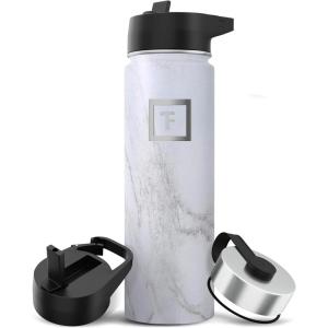 imageIRON FLASK Camping ampamp Hiking Hydration Flask with 3 Lids  Stainless Steel Double Walled ampamp Vacuum Insulated Water Bottle  Leak Proof ampamp BPA Free Day ampamp Night Straw  22 ozCarrara Marble