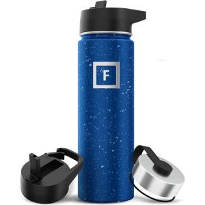imageIRON FLASK Camping ampamp Hiking Hydration Flask with 3 Lids  Stainless Steel Double Walled ampamp Vacuum Insulated Water Bottle  Leak Proof ampamp BPA Free Day ampamp Night Straw  22 ozCobalt Speckle