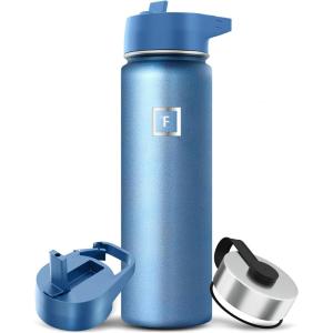 imageIRON FLASK Camping ampamp Hiking Hydration Flask with 3 Lids  Stainless Steel Double Walled ampamp Vacuum Insulated Water Bottle  Leak Proof ampamp BPA Free Day ampamp Night Straw  22 ozSteel Twilight