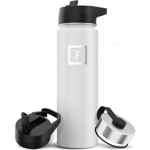 imageIRON FLASK Camping ampamp Hiking Hydration Flask with 3 Lids  Stainless Steel Double Walled ampamp Vacuum Insulated Water Bottle  Leak Proof ampamp BPA Free Day ampamp Night Straw  22 ozWinter White