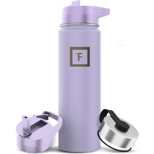 imageIRON FLASK Camping ampamp Hiking Hydration Flask with 3 Lids  Stainless Steel Double Walled ampamp Vacuum Insulated Water Bottle  Leak Proof ampamp BPA Free Day ampamp Night Straw  22 ozLavender