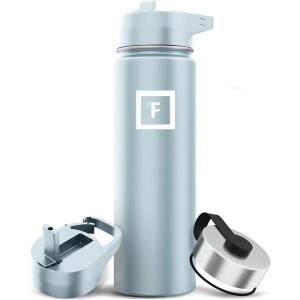 imageIRON FLASK Camping ampamp Hiking Hydration Flask with 3 Lids  Stainless Steel Double Walled ampamp Vacuum Insulated Water Bottle  Leak Proof ampamp BPA Free Day ampamp Night Straw  22 ozMorning Mist