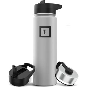 imageIRON FLASK Camping ampamp Hiking Hydration Flask with 3 Lids  Stainless Steel Double Walled ampamp Vacuum Insulated Water Bottle  Leak Proof ampamp BPA Free Day ampamp Night Straw  22 ozGraphite