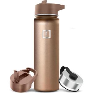 imageIRON FLASK Camping ampamp Hiking Hydration Flask with 3 Lids  Stainless Steel Double Walled ampamp Vacuum Insulated Water Bottle  Leak Proof ampamp BPA Free Day ampamp Night Straw  22 ozPearl Beige