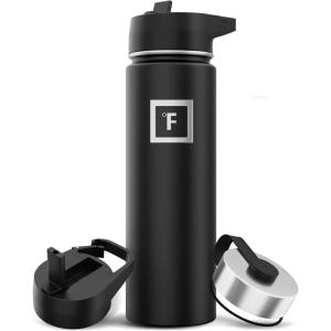 imageIRON FLASK Camping ampamp Hiking Hydration Flask with 3 Lids  Stainless Steel Double Walled ampamp Vacuum Insulated Water Bottle  Leak Proof ampamp BPA Free Day ampamp Night Straw  22 ozMidnight Black
