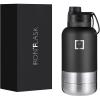 imageIRON FLASK Portable Dog Water Bottle ampamp Bowl  AllinOne Travel Accessories Pet Food ampamp Liquids for Car Hiking Camping  LeakProof Double Walled Insulated  32 oz 2 Dog Bowls  Midnight BlackMidnight Black