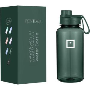 imageIRON FLASK Clear Tritan Trekker Water Bottle with Chug Lid  Leak Proof ampamp Lightweight for Gym Hiking Sports  Dishwasher Safe BPA Free Plastic  Bubble Gum 32 OzDark Pine