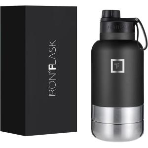 imageIRON FLASK Portable Dog Water Bottle ampamp Bowl  AllinOne Travel Accessories Pet Food ampamp Liquids for Car Hiking Camping  LeakProof Double Walled Insulated  32 oz 2 Dog Bowls  Midnight BlackMidnight Black