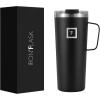 imageIRON FLASK Grip Coffee Mug  Leak Proof Vacuum Insulated Stainless Steel Bottle Double Walled Thermo Travel Hot Cold Water Metal Canteen  Timber 16 Oz  Classic BottomMidnight Black