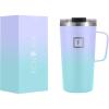 imageIRON FLASK Grip Novelty Coffee Mug  Leak Proof Vacuum Insulated Stainless Steel Bottle Double Walled Thermo Travel Hot Cold Water Metal Canteen  Blue Waves 16 Oz  Rubber BottomCotton Candy