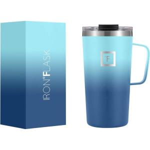 imageIRON FLASK Grip Coffee Mug  Leak Proof Vacuum Insulated Stainless Steel Bottle Double Walled Thermo Travel Hot Cold Water Metal Canteen  Timber 16 Oz  Classic BottomBlue Waves