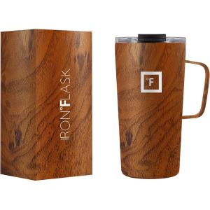 imageIRON FLASK Grip Coffee Mug  Leak Proof Vacuum Insulated Stainless Steel Bottle Double Walled Thermo Travel Hot Cold Water Metal Canteen  Timber 16 Oz  Classic BottomTimber