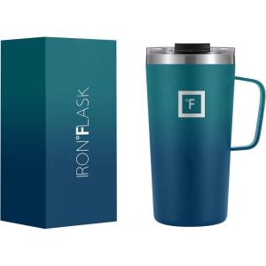 imageIRON FLASK Grip Coffee Mug  Leak Proof Vacuum Insulated Stainless Steel Bottle Double Walled Thermo Travel Hot Cold Water Metal Canteen  Timber 16 Oz  Classic BottomDark Night
