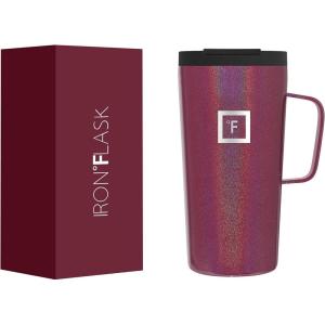 imageIRON FLASK Grip Coffee Mug 2016 Oz Leak Proof Vacuum Insulated Stainless Steel Bottle Double Walled Thermo Travel Hot Cold Water Metal Canteen  Maroon Glow