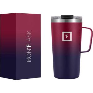 imageIRON FLASK Grip Novelty Coffee Mug  Leak Proof Vacuum Insulated Stainless Steel Bottle Double Walled Thermo Travel Hot Cold Water Metal Canteen  Aurora 24 Oz  Rubber BottomDark Rainbow