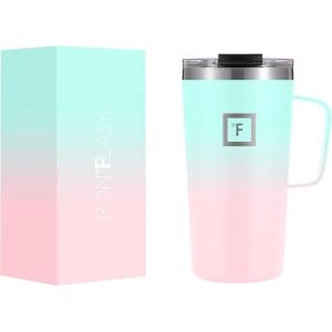 imageIRON FLASK Grip Novelty Coffee Mug  Leak Proof Vacuum Insulated Stainless Steel Bottle Double Walled Thermo Travel Hot Cold Water Metal Canteen  Aurora 24 Oz  Rubber BottomBubble Gum