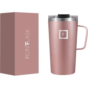 imageIRON FLASK Grip Novelty Coffee Mug  Leak Proof Vacuum Insulated Stainless Steel Bottle Double Walled Thermo Travel Hot Cold Water Metal Canteen  Aurora 24 Oz  Rubber BottomRose Gold