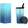 imageIRON FLASK Rover Tumbler 2 Lids StrawFlip Vacuum Insulated Stainless Steel Bottle Modern Double Walled Drinking Cup Simple Thermo Travel Mug Hydro Water Metal Canteen Blue Waves 16 Fl oz