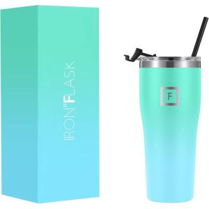 imageIRON FLASK Insulated Rover Tumbler wLid ampamp Straw  Leak Proof ampamp Stainless Steel Bottle for Hot ampamp Cold Drinks  Coffee Travel Mug Drinking Cup Water Metal Canteen Thermal Cup  Sky 24 Ounces