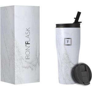 imageIRON FLASK Rover Tumbler 2024 Oz 2 Lids StrawFlip Vacuum Insulated Stainless Steel Bottle Modern Double Walled Simple Thermo Travel Mug Hydro Water Metal Canteen  Carrara Marble