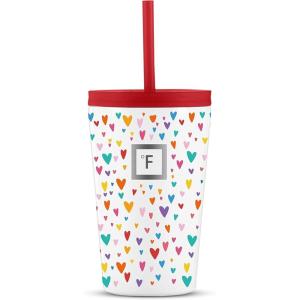 imageIRON FLASK 12oz Kids Tumblers with Lids ampamp Straws Cup Double Walled Vacuum Insulated Stainless Steel Cups for Hot ampamp Cold Drinks  NonSlip Splash ampamp Spill Proof  Puppy LandRainbow Hearts
