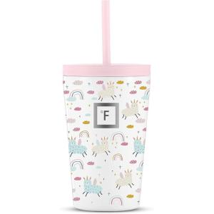 imageIRON FLASK 12oz Kids Tumblers with Lids ampamp Straws Cup Double Walled Vacuum Insulated Stainless Steel Cups for Hot ampamp Cold Drinks  NonSlip Splash ampamp Spill Proof  Puppy LandLama Rainbows