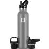 imageIRON FLASK Camping ampamp Hiking Hydration Canteens  3 Lids Narrow Straw Lid Leak Proof Vacuum Insulated Stainless Steel  Hot ampamp Cold Double Walled Sports Water Bottle  Graphite 16 OzGraphite