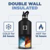 imageIRON FLASK Camping ampamp Hiking Hydration Canteens  3 Lids Narrow Straw Lid Leak Proof Vacuum Insulated Stainless Steel  Hot ampamp Cold Double Walled Sports Water Bottle  Graphite 16 OzBlue Waves