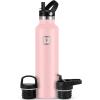 imageIRON FLASK Camping ampamp Hiking Hydration Canteens  3 Lids Narrow Straw Lid Leak Proof Vacuum Insulated Stainless Steel  Hot ampamp Cold Double Walled Sports Water Bottle  Graphite 16 OzRose