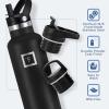 imageIRON FLASK Camping ampamp Hiking Hydration Canteens  3 Lids Narrow Straw Lid Leak Proof Vacuum Insulated Stainless Steel  Hot ampamp Cold Double Walled Sports Water Bottle  Graphite 16 OzRose Gold