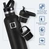 imageIRON FLASK Camping ampamp Hiking Hydration Canteens  3 Lids Narrow Straw Lid Leak Proof Vacuum Insulated Stainless Steel  Hot ampamp Cold Double Walled Sports Water Bottle  Graphite 16 OzRose Gold