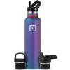 imageIRON FLASK Camping ampamp Hiking Hydration Canteens  3 Lids Narrow Straw Lid Leak Proof Vacuum Insulated Stainless Steel  Hot ampamp Cold Double Walled Sports Water Bottle  Graphite 16 OzAurora