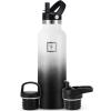imageIRON FLASK Camping ampamp Hiking Hydration Canteens  3 Lids Narrow Straw Lid Leak Proof Vacuum Insulated Stainless Steel  Hot ampamp Cold Double Walled Sports Water Bottle  Graphite 16 OzDay  Night