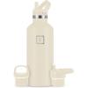 imageIRON FLASK Camping ampamp Hiking Hydration Canteens  3 Lids Narrow Straw Lid Leak Proof Vacuum Insulated Stainless Steel  Hot ampamp Cold Double Walled Sports Water Bottle  Graphite 16 OzCashmere Cream