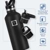 imageIRON FLASK Camping ampamp Hiking Hydration Canteens  3 Lids Narrow Straw Lid Leak Proof Vacuum Insulated Stainless Steel  Hot ampamp Cold Double Walled Sports Water Bottle  Graphite 16 OzRose Gold