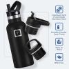 imageIRON FLASK Camping ampamp Hiking Hydration Canteens  3 Lids Narrow Straw Lid Leak Proof Vacuum Insulated Stainless Steel  Hot ampamp Cold Double Walled Sports Water Bottle  Graphite 16 OzMidnight Black