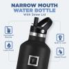 imageIRON FLASK Camping ampamp Hiking Hydration Canteens  3 Lids Narrow Straw Lid Leak Proof Vacuum Insulated Stainless Steel  Hot ampamp Cold Double Walled Sports Water Bottle  Graphite 16 OzTwilight Blue