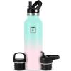 imageIRON FLASK Camping ampamp Hiking Hydration Canteens  3 Lids Narrow Straw Lid Leak Proof Vacuum Insulated Stainless Steel  Hot ampamp Cold Double Walled Sports Water Bottle  Graphite 16 OzBubble Gum