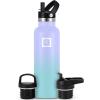 imageIRON FLASK Camping ampamp Hiking Hydration Canteens  3 Lids Narrow Straw Lid Leak Proof Vacuum Insulated Stainless Steel  Hot ampamp Cold Double Walled Sports Water Bottle  Graphite 16 OzCotton Candy