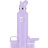 imageIRON FLASK Camping ampamp Hiking Hydration Canteens  3 Lids Narrow Straw Lid Leak Proof Vacuum Insulated Stainless Steel  Hot ampamp Cold Double Walled Sports Water Bottle  Graphite 16 OzLavender
