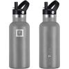 imageIRON FLASK Camping ampamp Hiking Hydration Canteens  3 Lids Narrow Straw Lid Leak Proof Vacuum Insulated Stainless Steel  Hot ampamp Cold Double Walled Sports Water Bottle  Graphite 16 OzGraphite