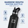 imageIRON FLASK Camping ampamp Hiking Hydration Canteens  3 Lids Narrow Straw Lid Leak Proof Vacuum Insulated Stainless Steel  Hot ampamp Cold Double Walled Sports Water Bottle  Graphite 16 OzDay  Night