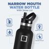 imageIRON FLASK Camping ampamp Hiking Hydration Canteens  3 Lids Narrow Straw Lid Leak Proof Vacuum Insulated Stainless Steel  Hot ampamp Cold Double Walled Sports Water Bottle  Graphite 16 OzSky