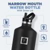 imageIRON FLASK Camping ampamp Hiking Hydration Canteens  3 Lids Narrow Straw Lid Leak Proof Vacuum Insulated Stainless Steel  Hot ampamp Cold Double Walled Sports Water Bottle  Graphite 16 OzDark Night