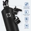 imageIRON FLASK Camping ampamp Hiking Hydration Canteens  3 Lids Narrow Straw Lid Leak Proof Vacuum Insulated Stainless Steel  Hot ampamp Cold Double Walled Sports Water Bottle  Graphite 16 OzTwilight Blue