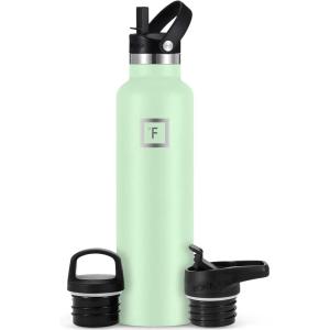 imageIRON FLASK Camping ampamp Hiking Hydration Canteens  3 Lids Narrow Straw Lid Leak Proof Vacuum Insulated Stainless Steel  Hot ampamp Cold Double Walled Sports Water Bottle  Graphite 16 OzMint